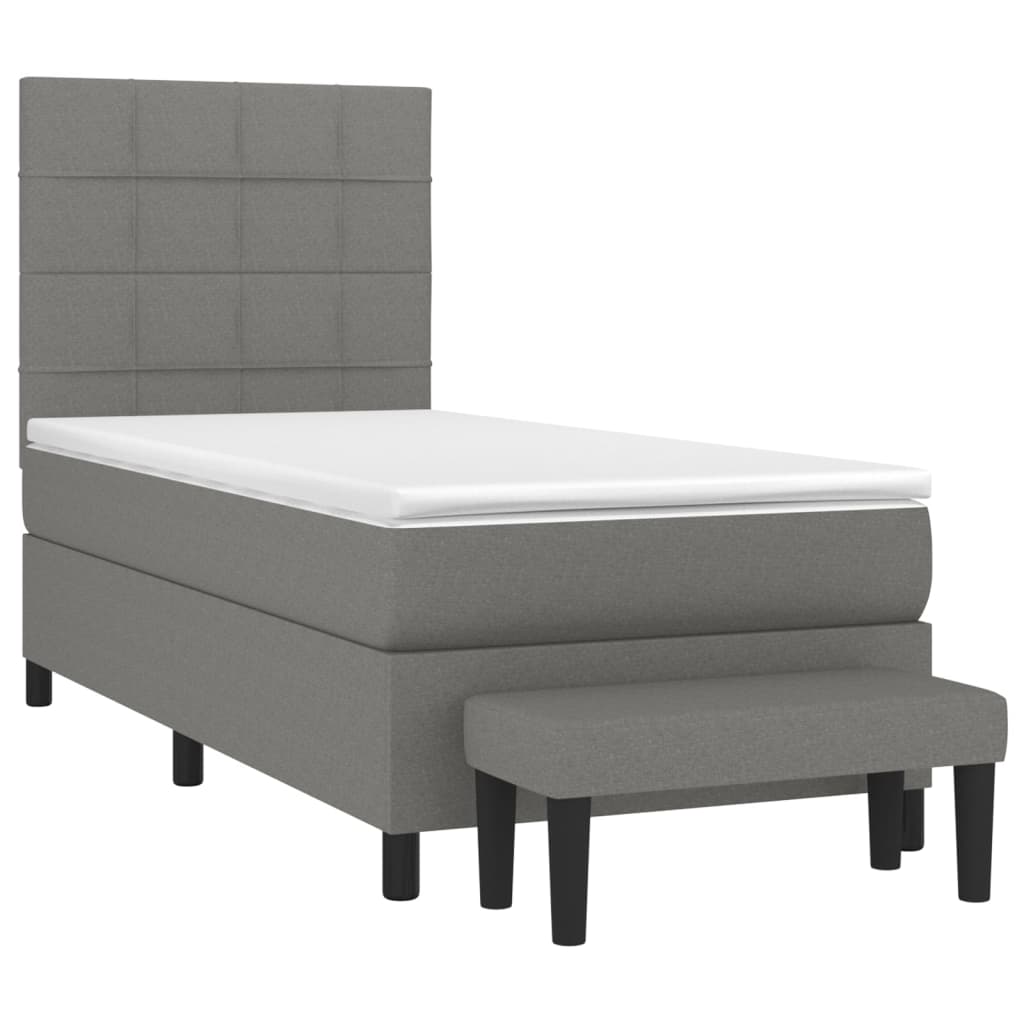 Sommier à lattes de lit et matelas Gris foncé 90x190 cm Tissu - XIOS