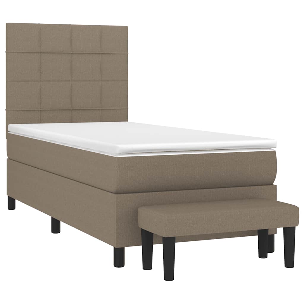 Sommier à lattes de lit avec matelas Taupe 90x190 cm Tissu - XIOS