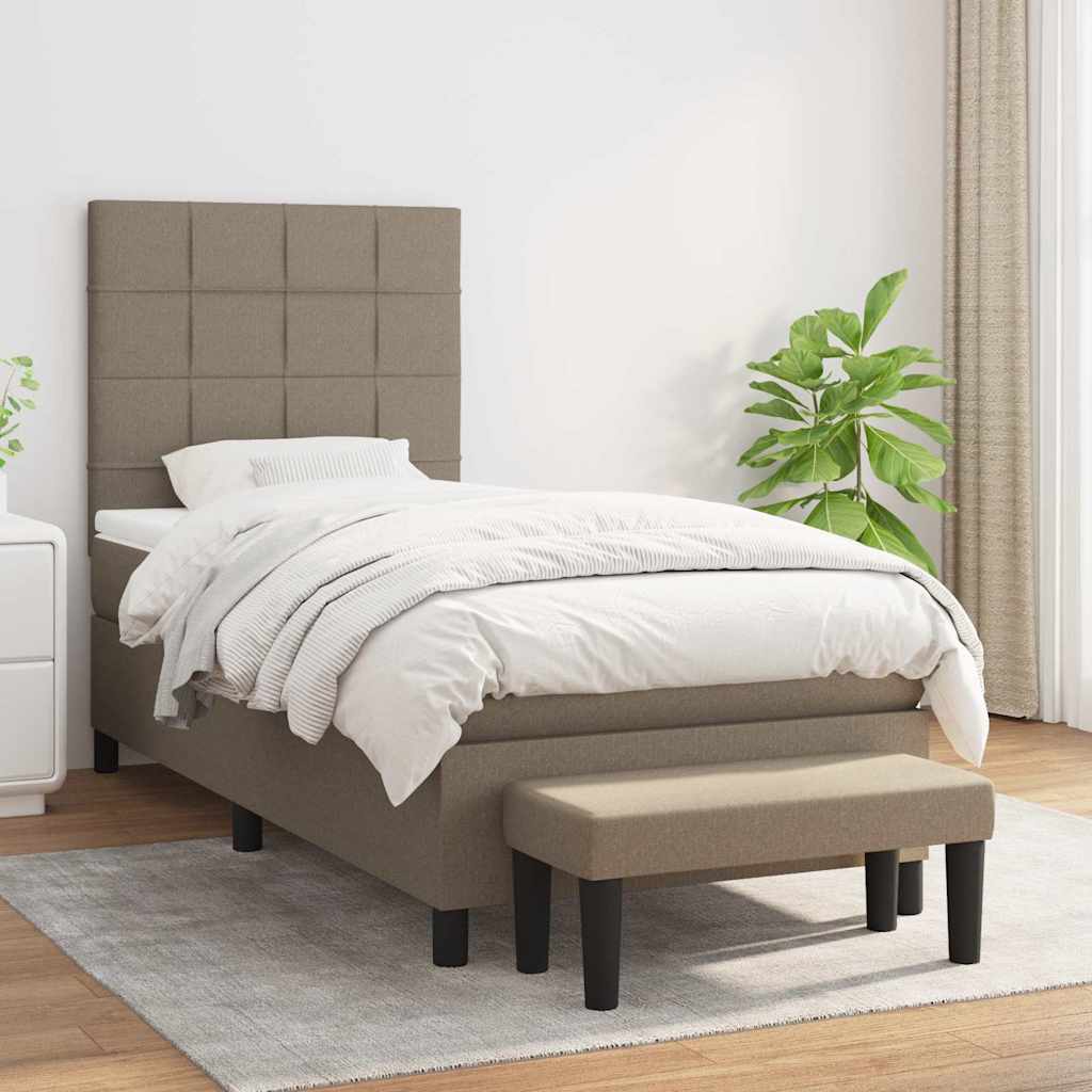 Sommier à lattes de lit avec matelas Taupe 90x190 cm Tissu - XIOS