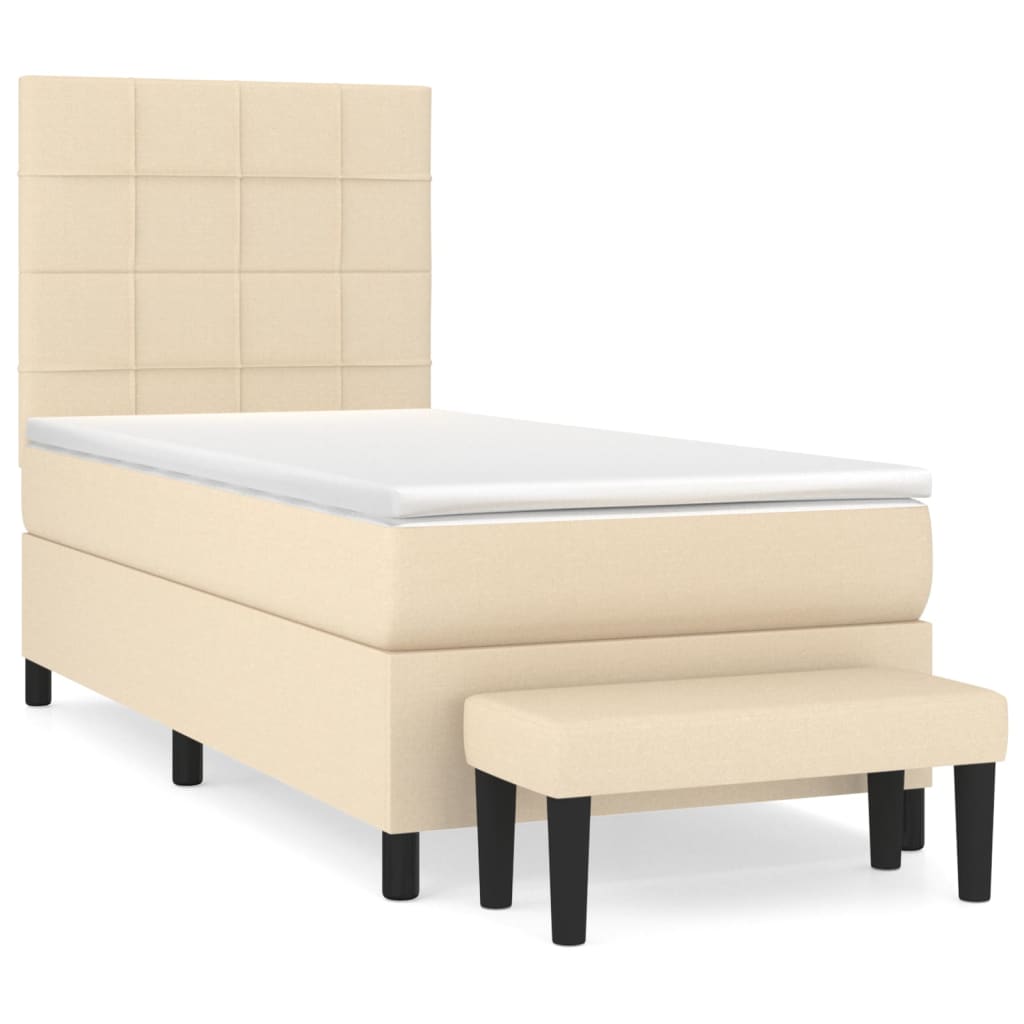 Sommier à lattes de lit et matelas Crème 90x190 cm Tissu - XIOS