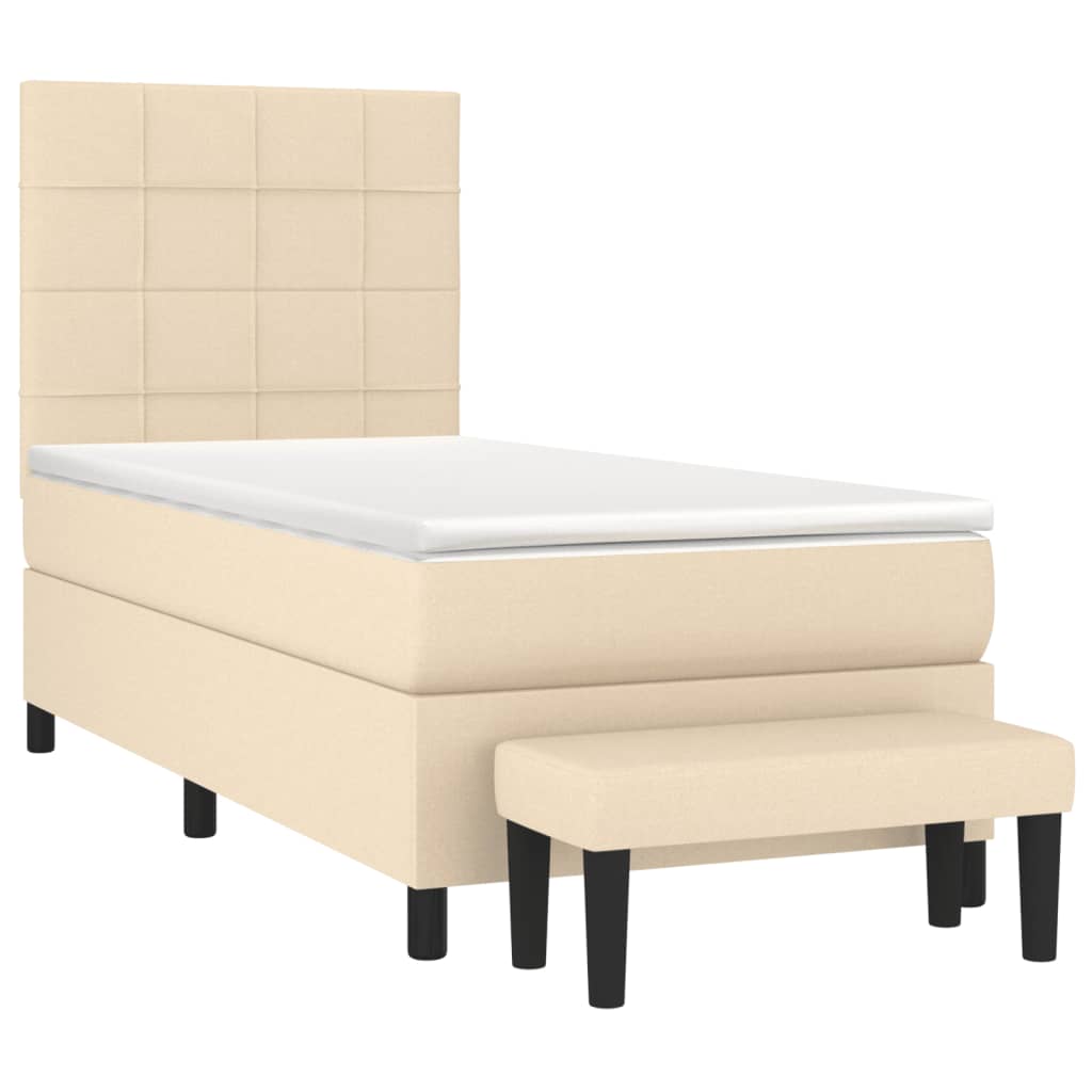 Sommier à lattes de lit avec matelas Crème 90x200 cm Tissu - XIOS