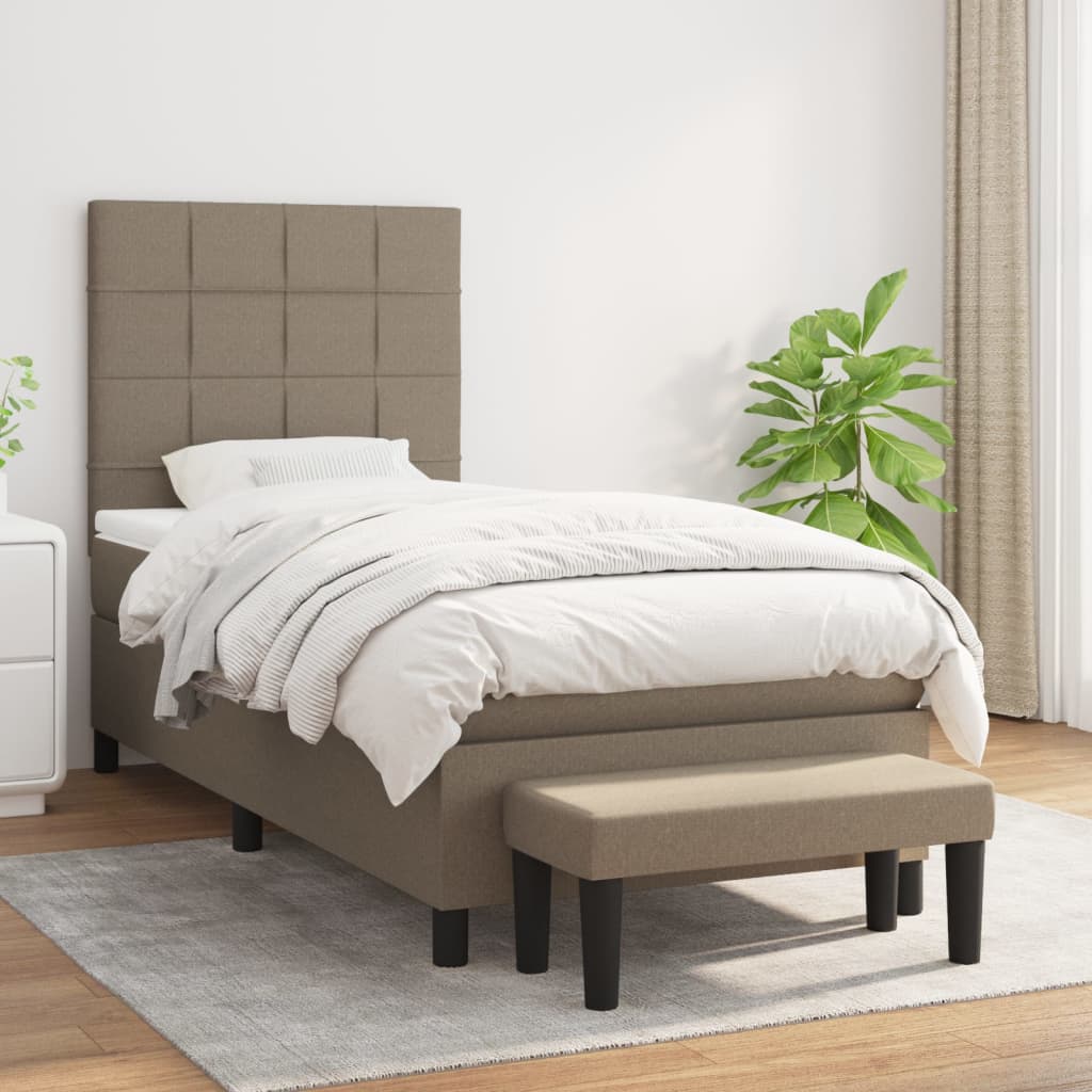 Sommier à lattes de lit avec matelas Taupe 100x200 cm Tissu - XIOS