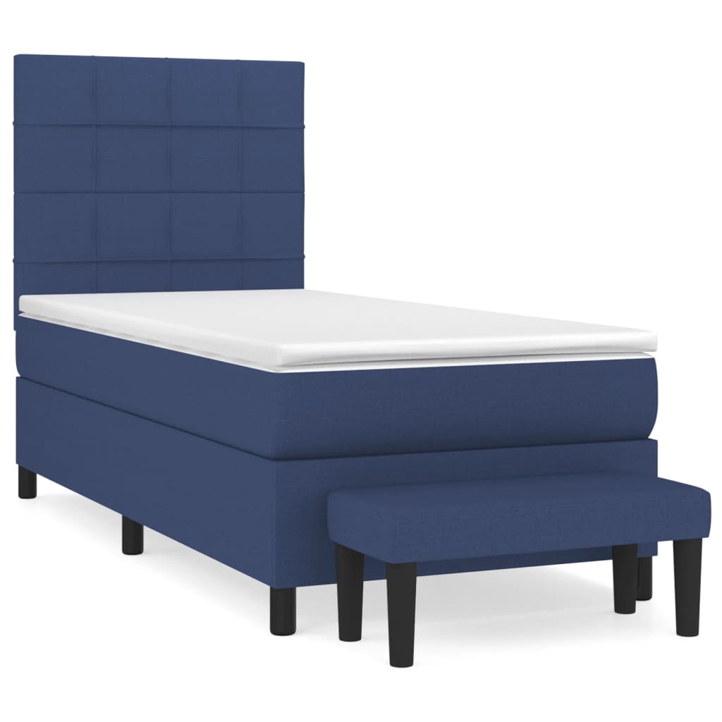 Sommier à lattes de lit avec matelas Bleu 100x200 cm Tissu - XIOS