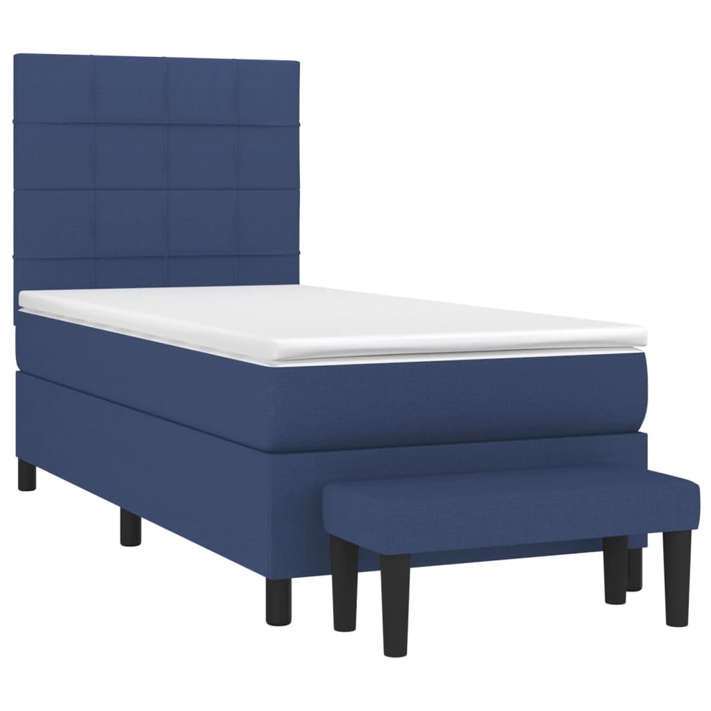 Sommier à lattes de lit avec matelas Bleu 100x200 cm Tissu - XIOS