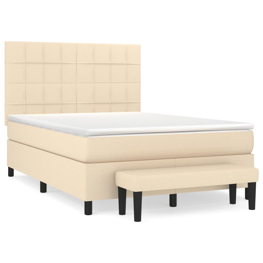 Sommier à lattes de lit avec matelas Crème 140x190 cm Tissu - XIOS