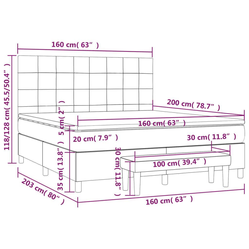 Sommier à lattes de lit avec matelas Gris clair 160x200cm Tissu - XIOS