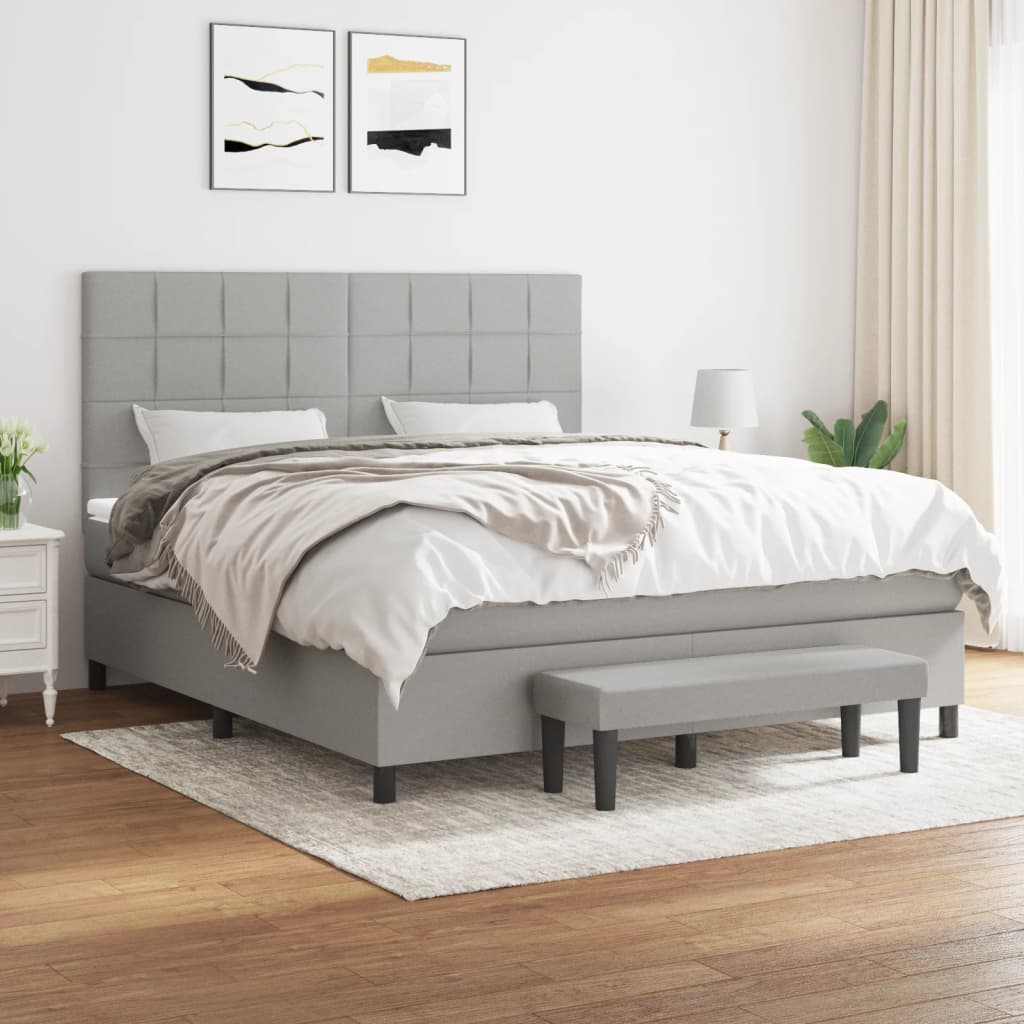 Sommier à lattes de lit avec matelas Gris clair 160x200cm Tissu - XIOS