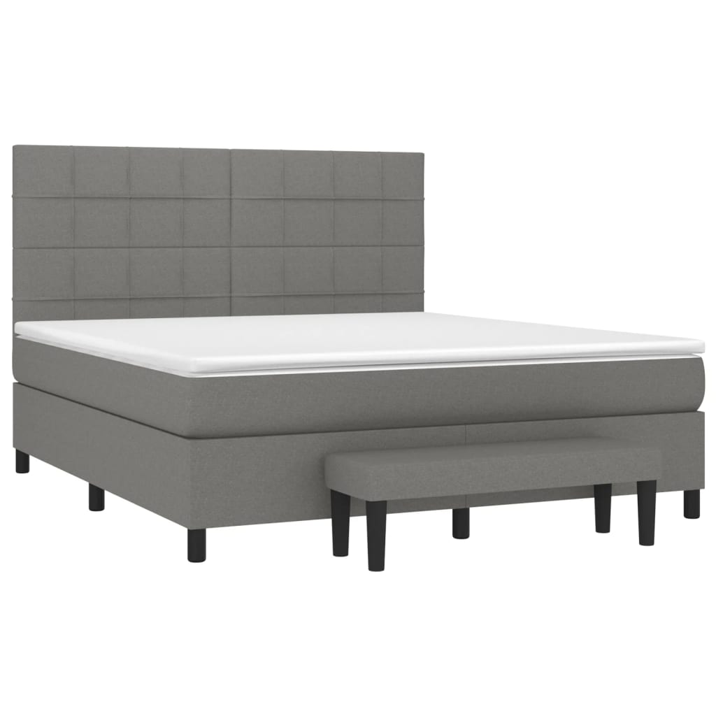 Sommier à lattes de lit avec matelas Gris foncé 160x200cm Tissu - XIOS