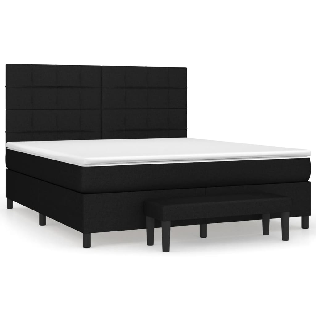 Sommier à lattes de lit avec matelas Noir 160x200 cm Tissu - XIOS