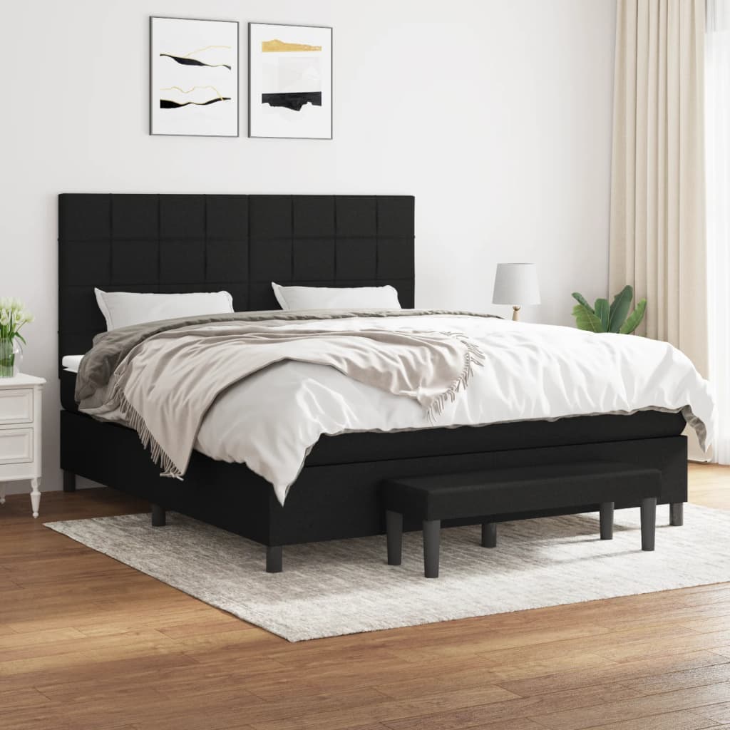 Sommier à lattes de lit avec matelas Noir 160x200 cm Tissu - XIOS