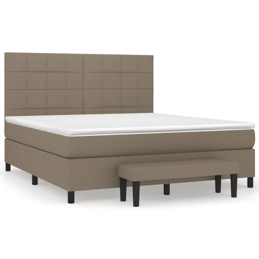 Sommier à lattes de lit avec matelas Taupe 160x200 cm Tissu - XIOS