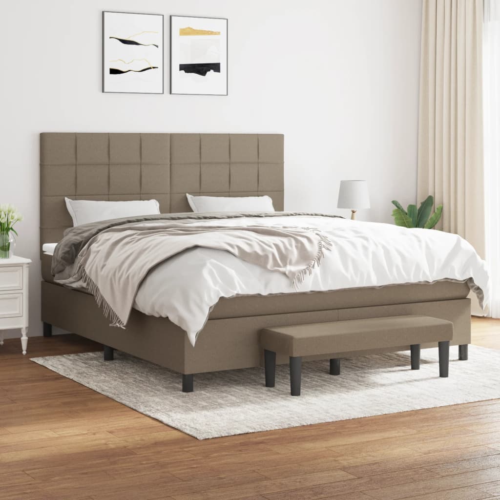Sommier à lattes de lit avec matelas Taupe 160x200 cm Tissu - XIOS