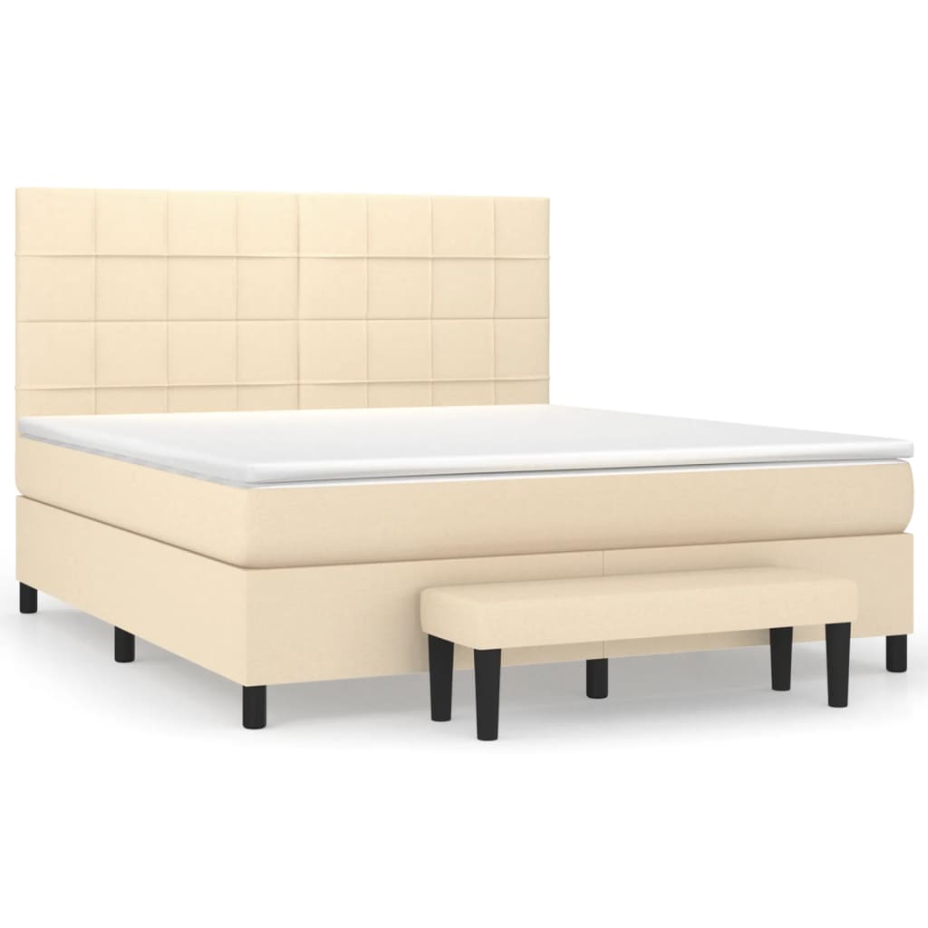 Sommier à lattes de lit avec matelas Crème 160x200 cm Tissu - XIOS