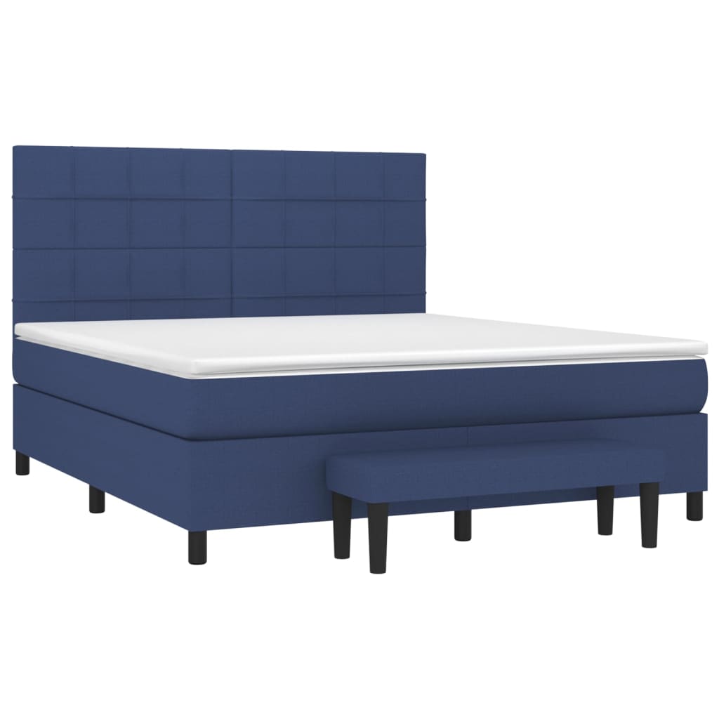 Sommier à lattes de lit avec matelas Bleu 160x200 cm Tissu - XIOS