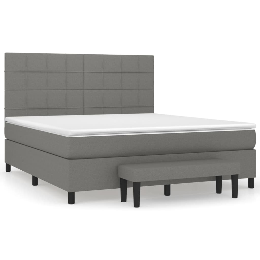 Sommier à lattes de lit avec matelas Gris foncé 180x200cm Tissu - XIOS
