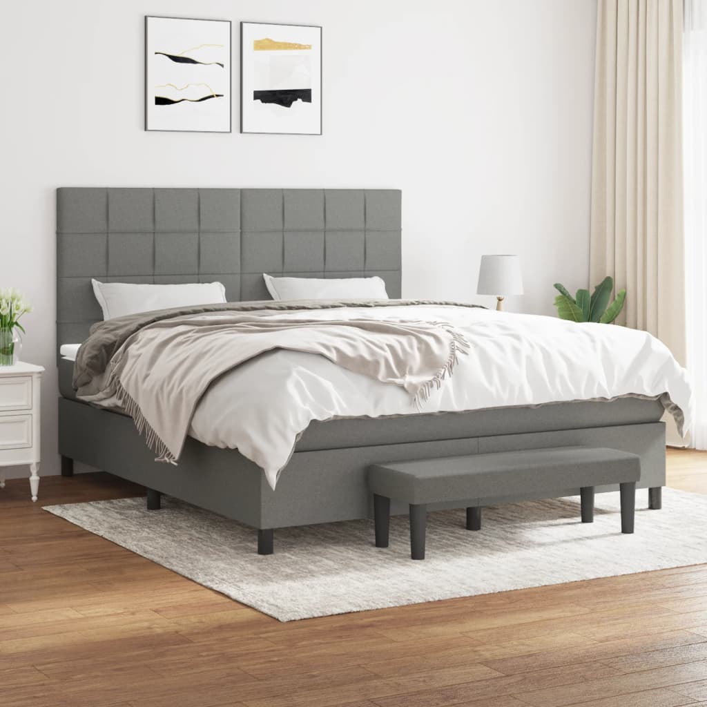 Sommier à lattes de lit avec matelas Gris foncé 180x200cm Tissu - XIOS