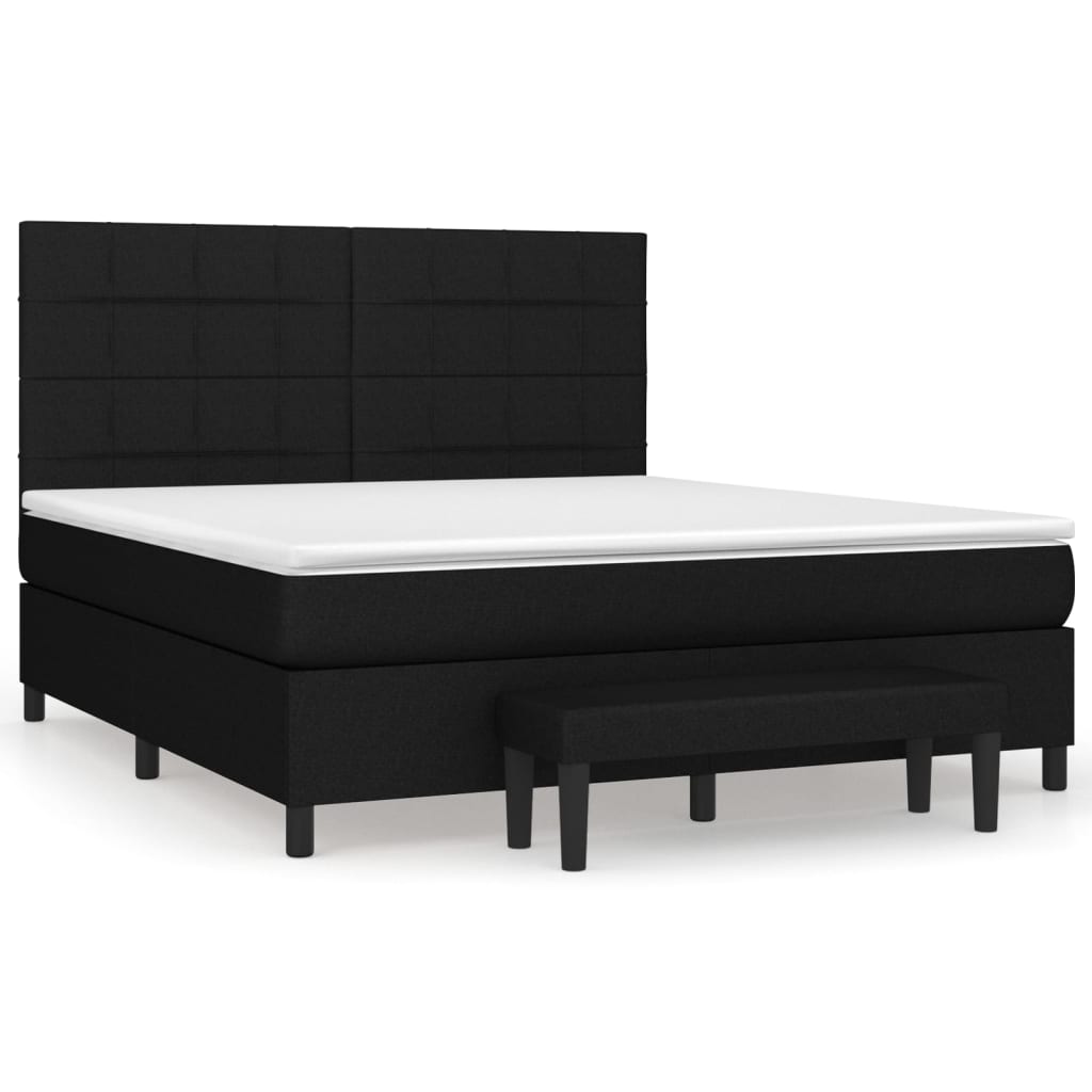 Sommier à lattes de lit avec matelas Noir 180x200 cm Tissu - XIOS