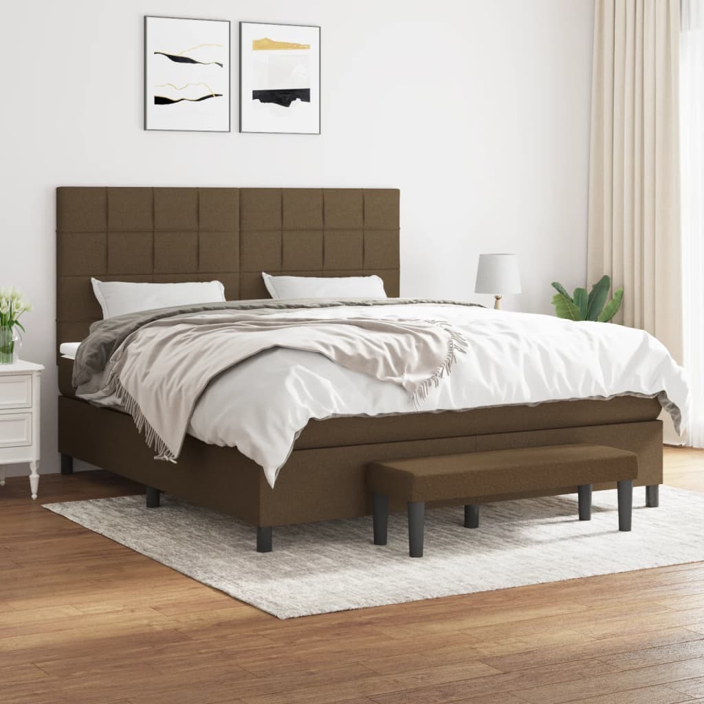 Sommier à lattes de lit avec matelas Marron foncé 180x200 cm Lits & cadres de lit vidaXL