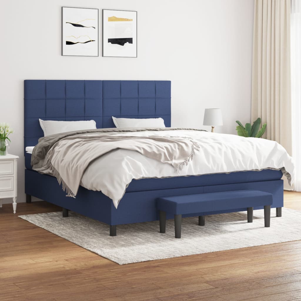 Sommier à lattes de lit avec matelas Bleu 180x200 cm Tissu - XIOS