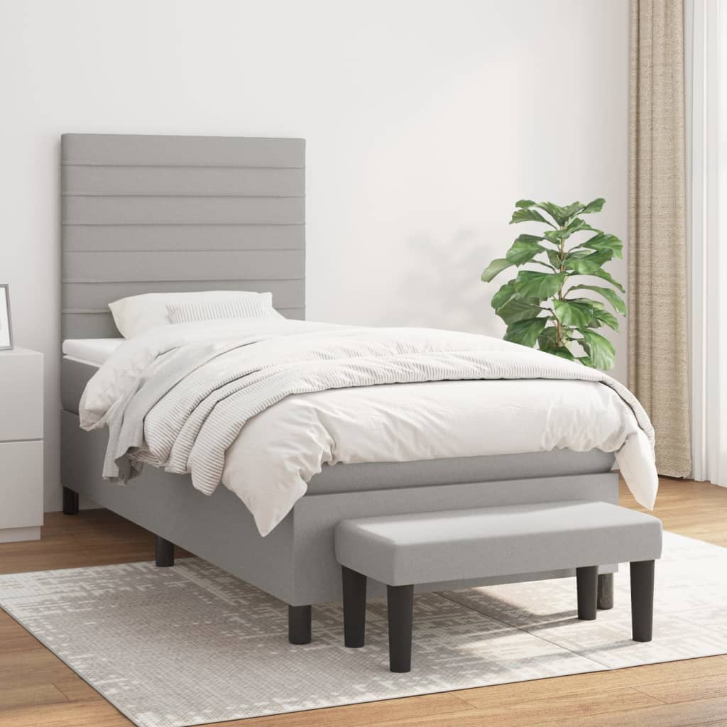 Sommier à lattes de lit avec matelas Gris clair 80x200 cm Tissu - XIOS