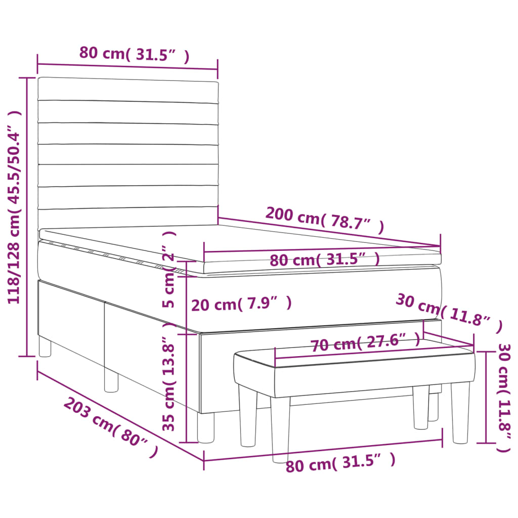 Sommier à lattes de lit avec matelas Marron foncé 80x200 cm - XIOS