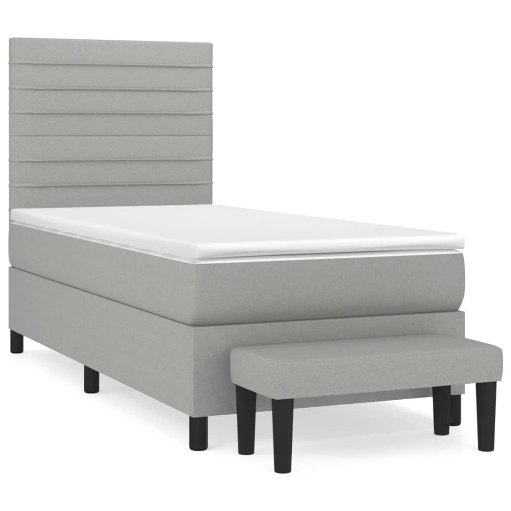 Sommier à lattes de lit et matelas Gris clair 90x190 cm Tissu - XIOS