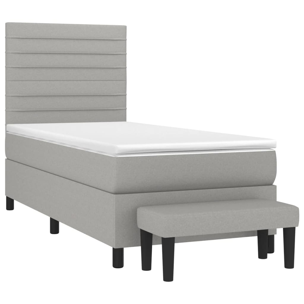Sommier à lattes de lit et matelas Gris clair 90x190 cm Tissu - XIOS