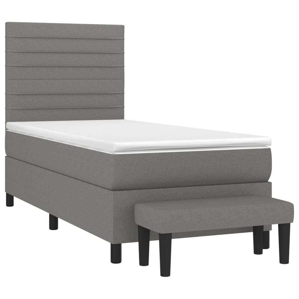 Sommier à lattes de lit et matelas Gris foncé 90x190 cm Tissu - XIOS