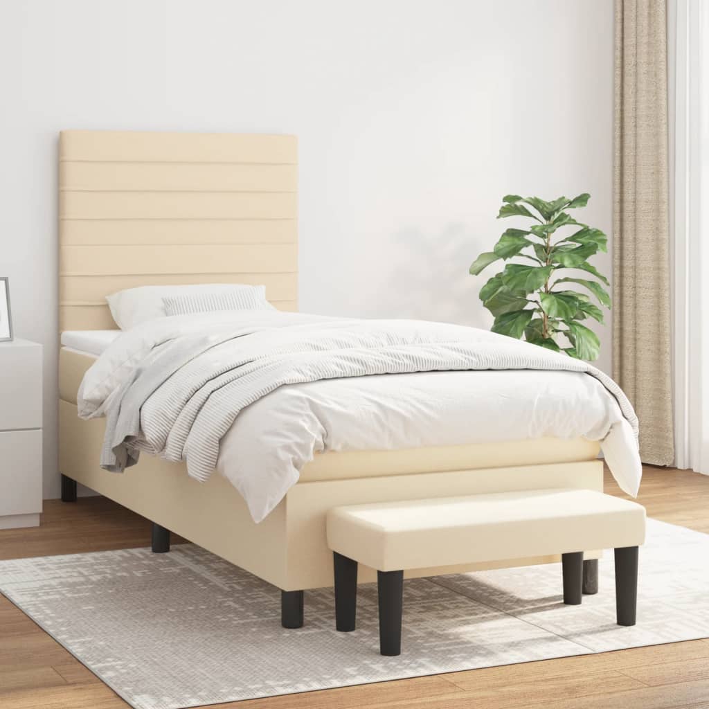 Sommier à lattes de lit et matelas Crème 90x190 cm Tissu - XIOS