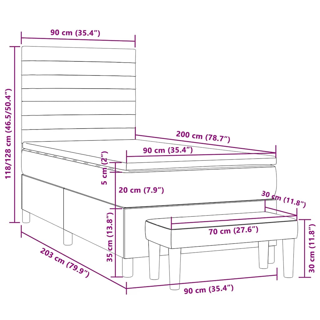 Sommier à lattes de lit avec matelas Marron foncé 90x200 cm - XIOS