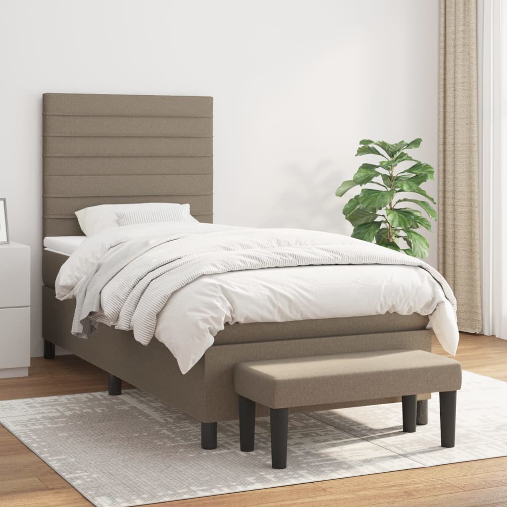 Sommier à lattes de lit avec matelas Taupe 90x200 cm Tissu - XIOS