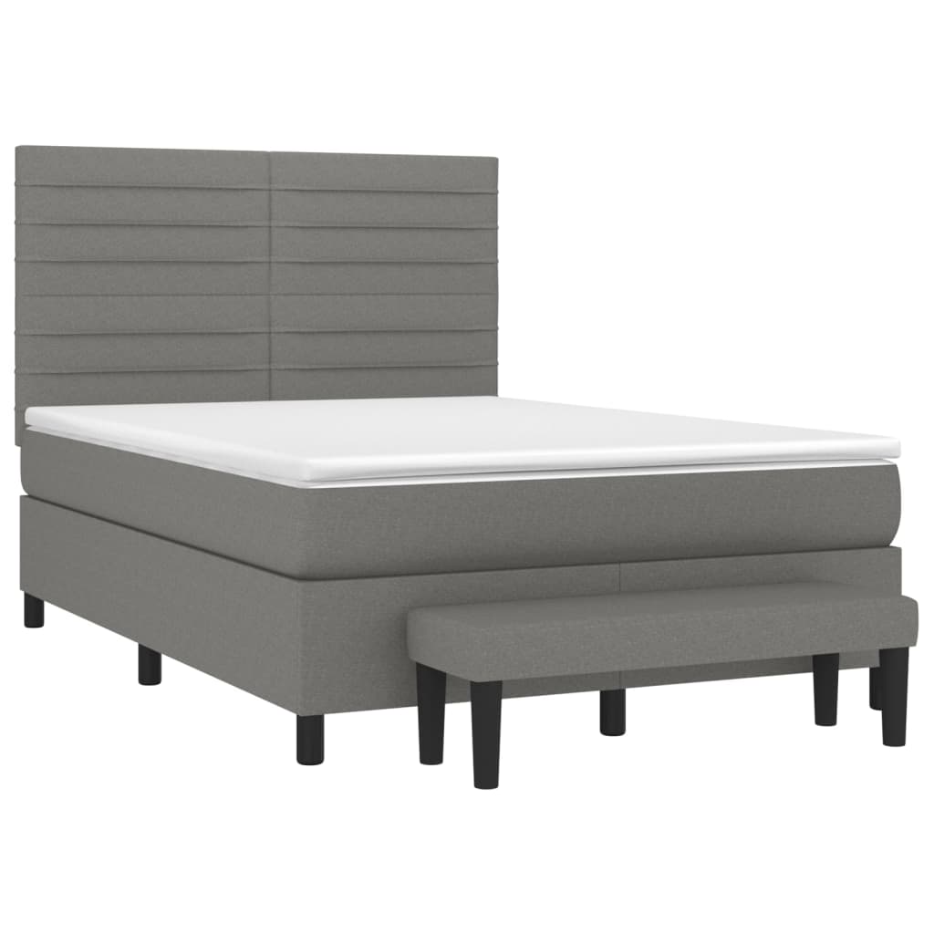 Sommier à lattes de lit avec matelas Gris foncé 140x190cm Tissu - XIOS