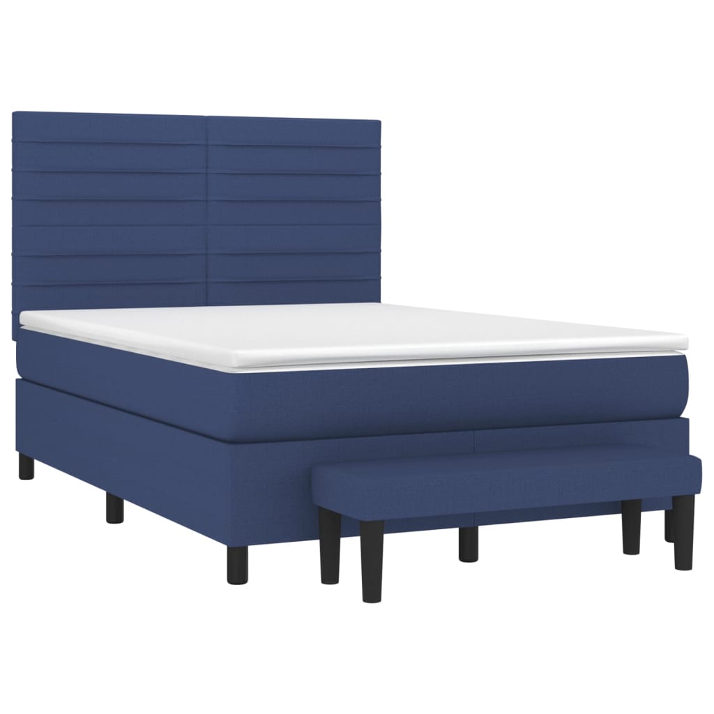Sommier à lattes de lit avec matelas Bleu 140x200 cm Tissu - XIOS