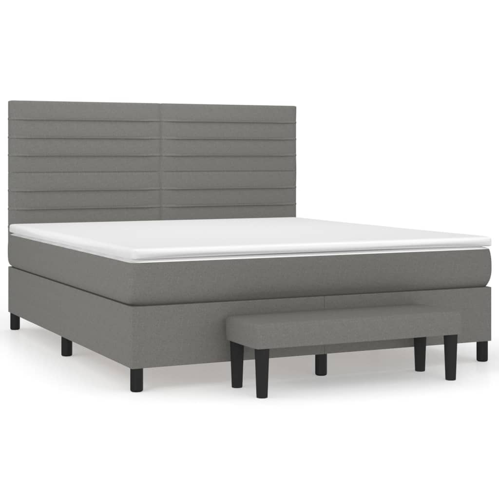 Sommier à lattes de lit avec matelas Gris foncé 160x200cm Tissu - XIOS