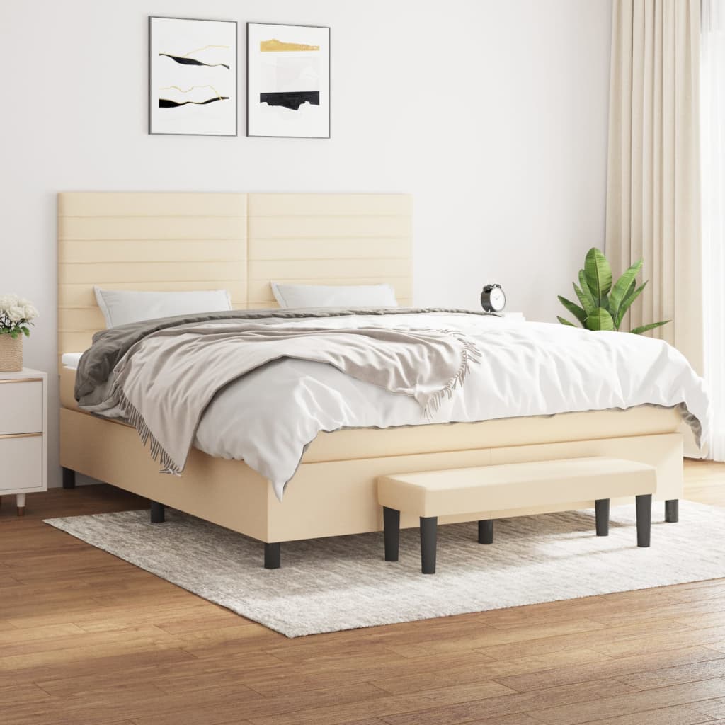 Sommier à lattes de lit avec matelas Crème 160x200 cm Tissu - XIOS