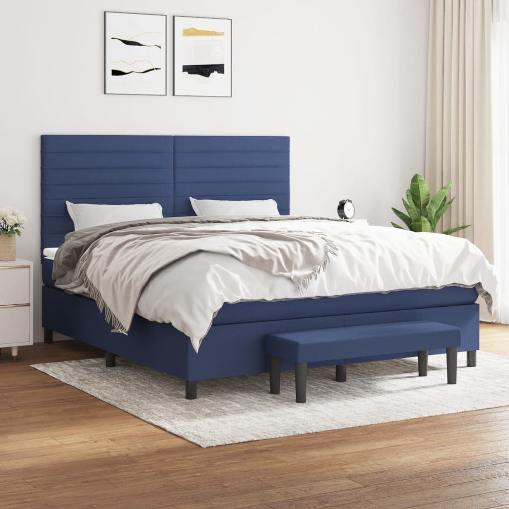 Sommier à lattes de lit avec matelas Bleu 160x200 cm Tissu - XIOS