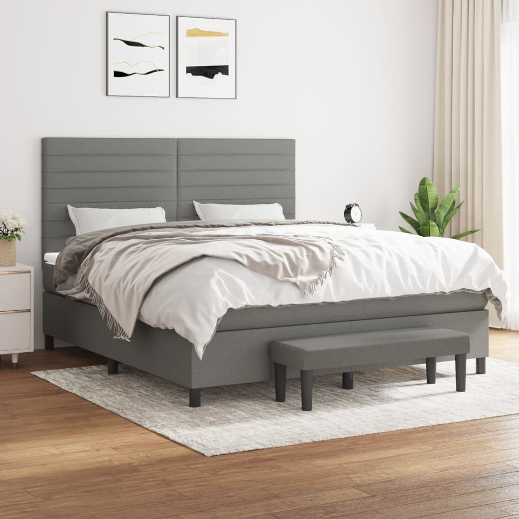 Sommier à lattes de lit avec matelas Gris foncé 180x200cm Tissu - XIOS