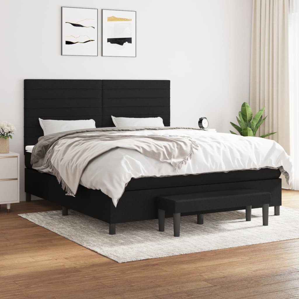 Sommier à lattes de lit avec matelas Noir 180x200 cm Tissu - XIOS