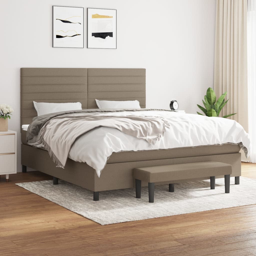 Sommier à lattes de lit avec matelas Taupe 180x200 cm Tissu - XIOS