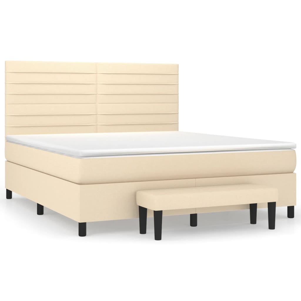 Sommier à lattes de lit avec matelas Crème 180x200 cm Tissu - XIOS