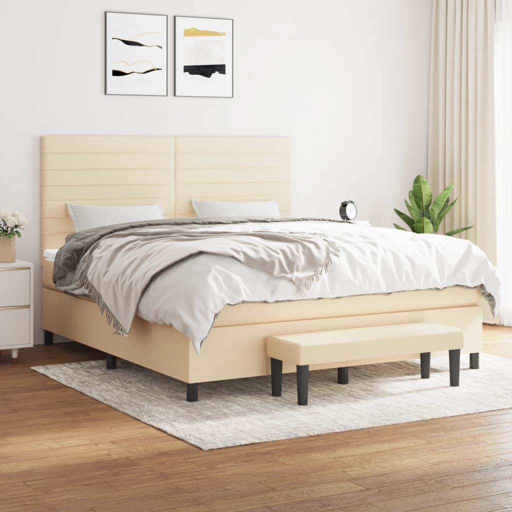 Sommier à lattes de lit avec matelas Crème 180x200 cm Tissu - XIOS