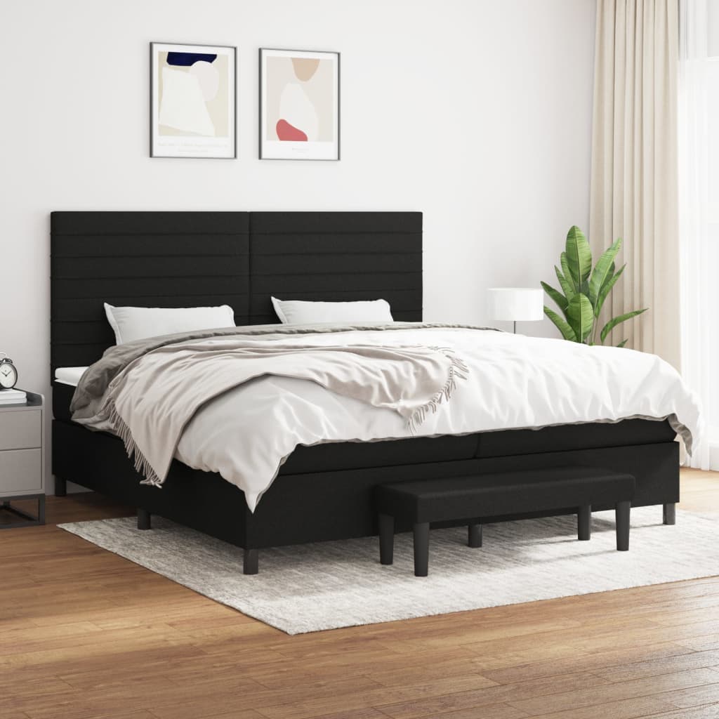 Sommier à lattes de lit avec matelas Noir 200x200 cm Tissu - XIOS