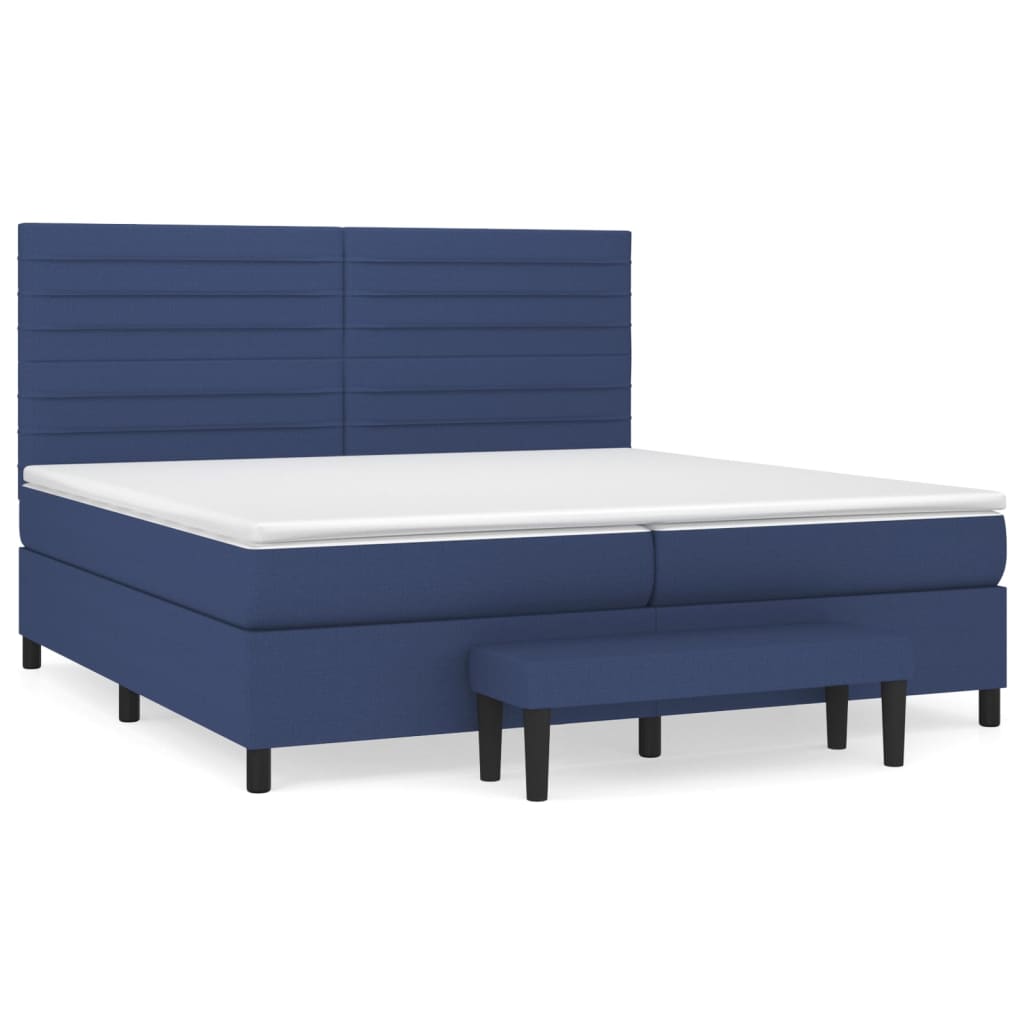 Sommier à lattes de lit avec matelas Bleu 200x200 cm Tissu - XIOS