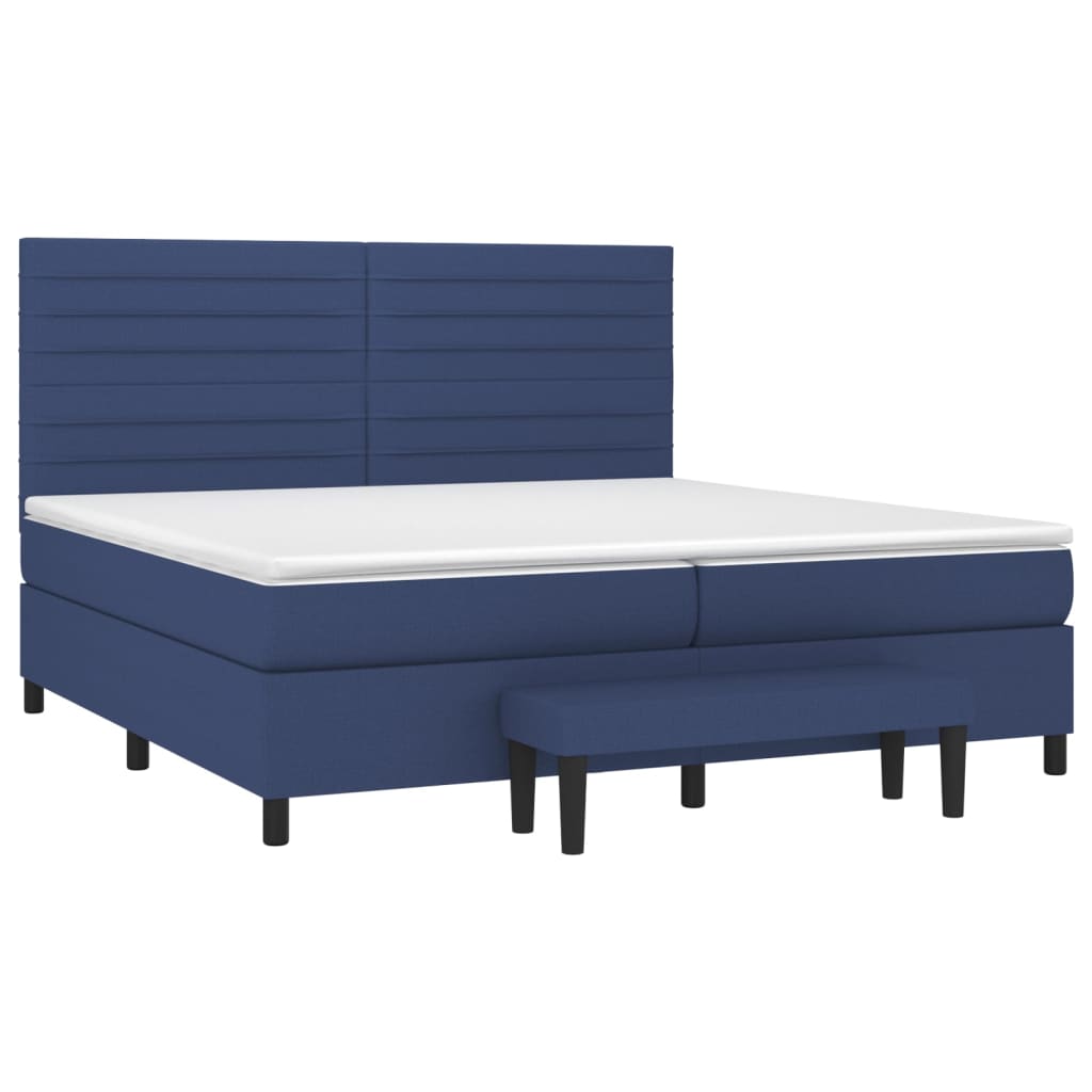 Sommier à lattes de lit avec matelas Bleu 200x200 cm Tissu - XIOS
