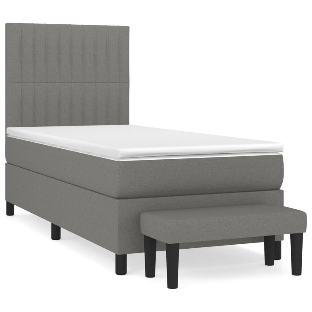Sommier à lattes de lit et matelas Gris foncé 90x190 cm Tissu - XIOS