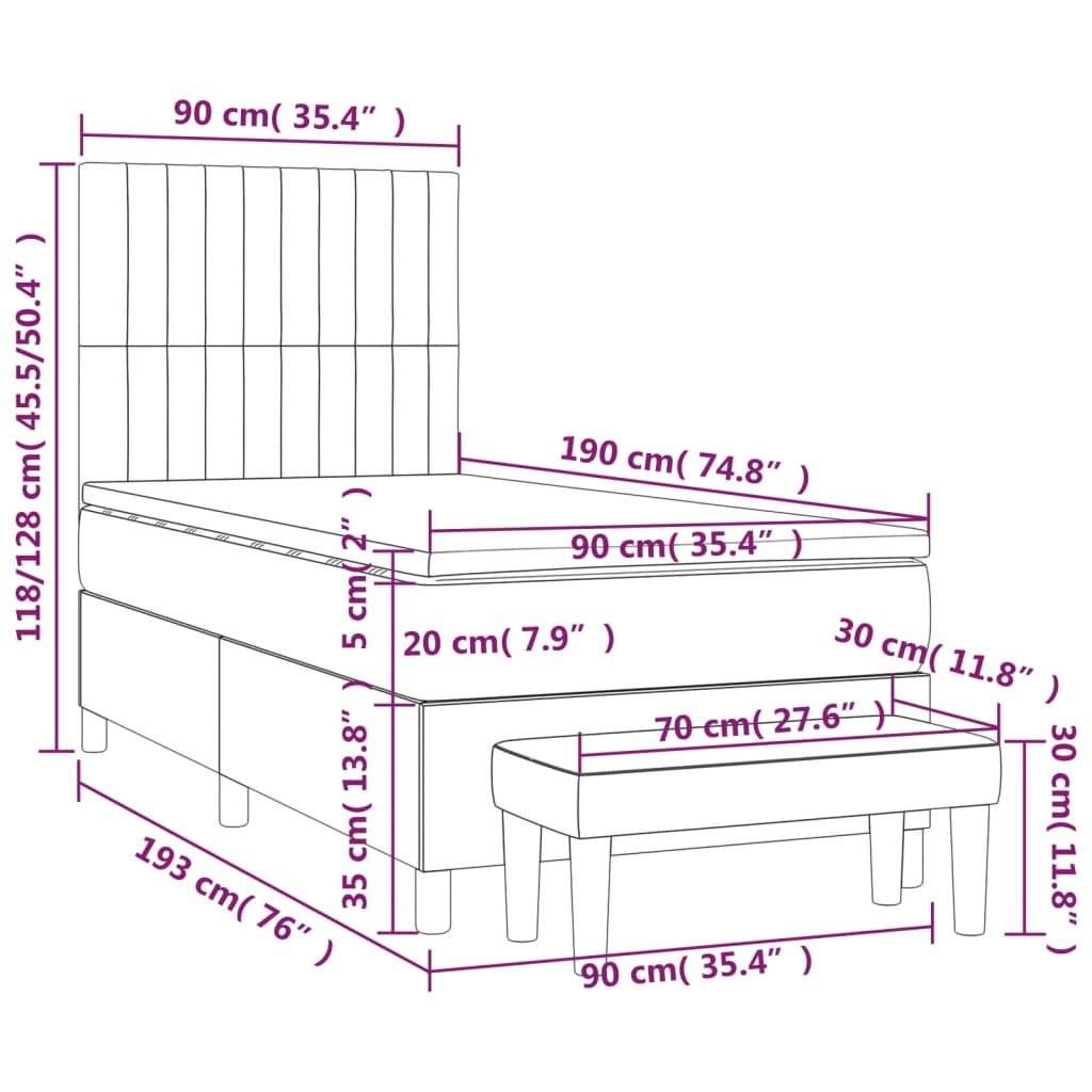 Sommier à lattes de lit avec matelas Marron foncé 90x190 cm - XIOS