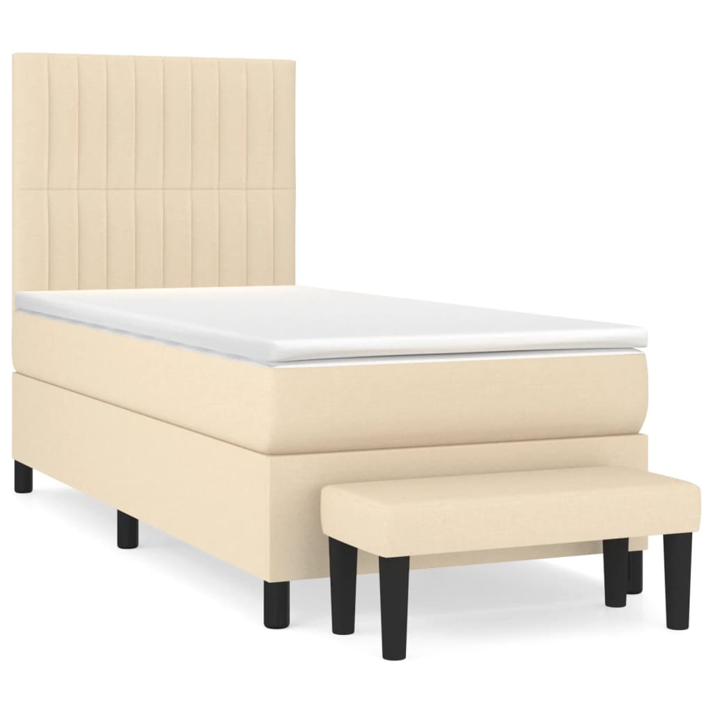 Sommier à lattes de lit et matelas Crème 90x190 cm Tissu - XIOS
