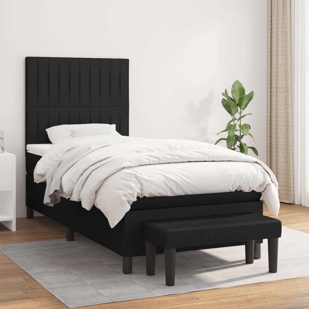 Sommier à lattes de lit avec matelas Noir 90x200 cm Tissu - XIOS