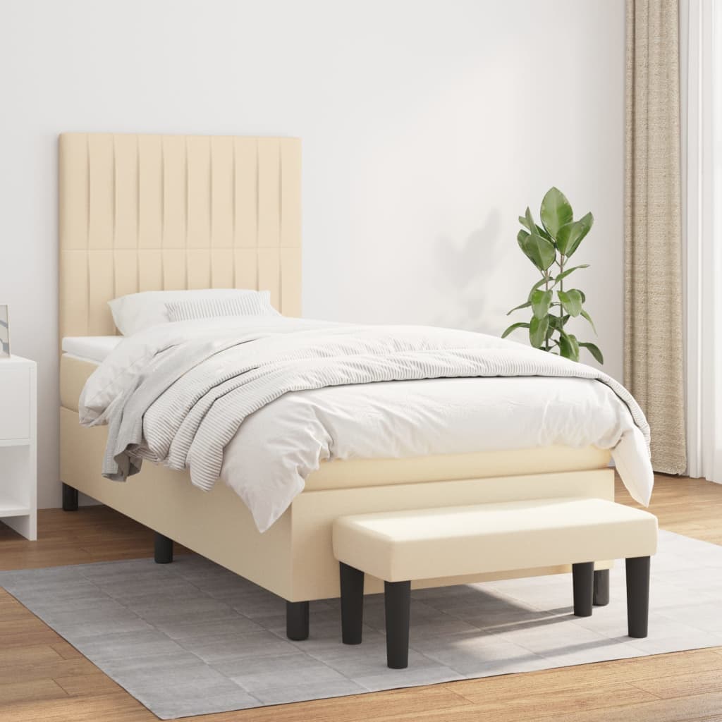 Sommier à lattes de lit avec matelas Crème 100x200 cm Tissu - XIOS