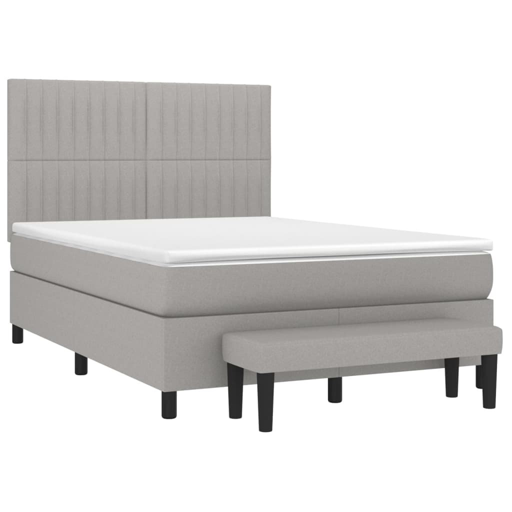 Sommier à lattes de lit avec matelas Gris clair 140x200cm Tissu - XIOS